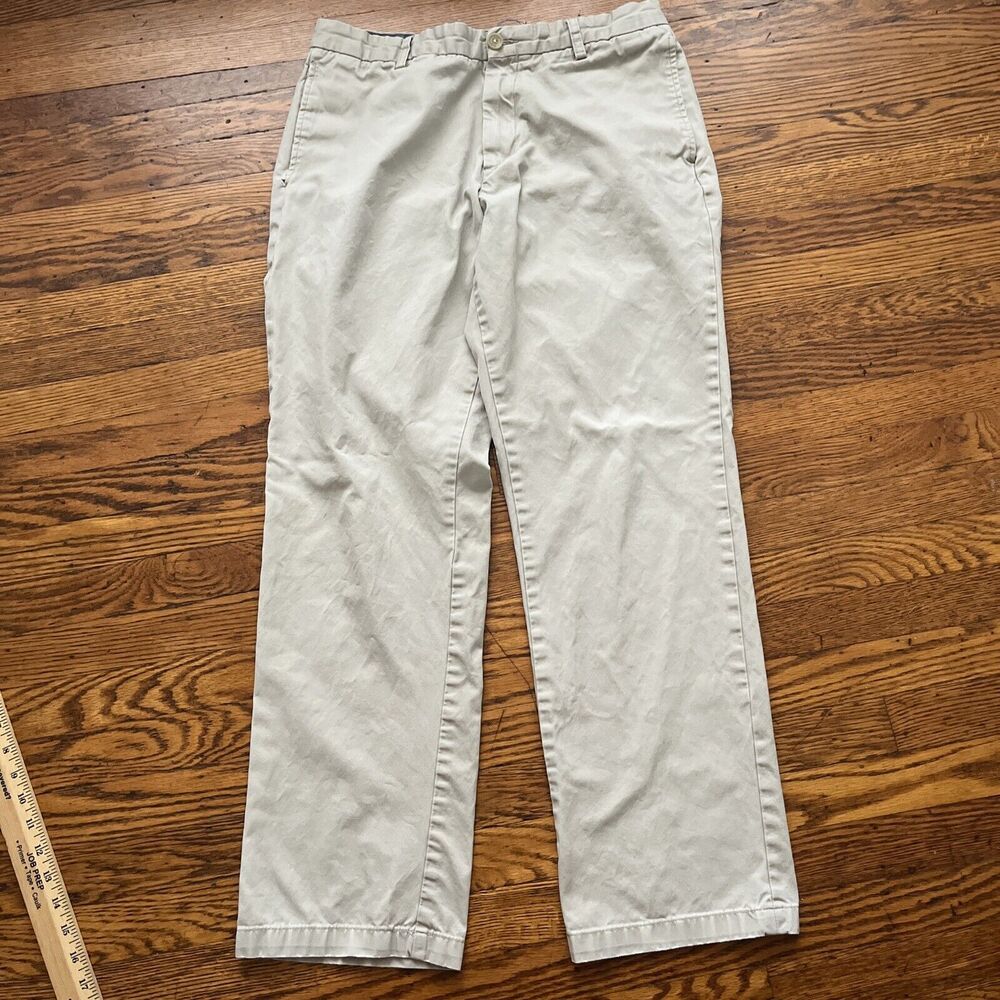 Banana Republic Men's Chino Pants Size 33x32 Gavin Straight Fit Khaki Flat Front